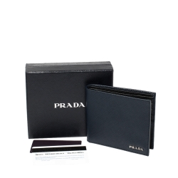 Prada Navy Blue Saffiano Lux Leather Bifold Compact Wallet