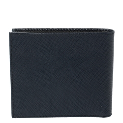 Prada Navy Blue Saffiano Lux Leather Bifold Compact Wallet