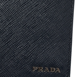 Prada Navy Blue Saffiano Lux Leather Bifold Compact Wallet