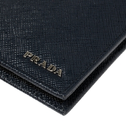 Prada Navy Blue Saffiano Lux Leather Bifold Compact Wallet