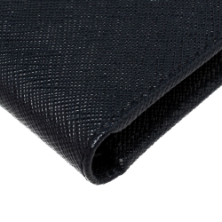 Prada Navy Blue Saffiano Lux Leather Bifold Compact Wallet