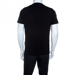 Pre Owned Prada Black Pocket and Shoulder Patch Detail Cotton T-Shirt M