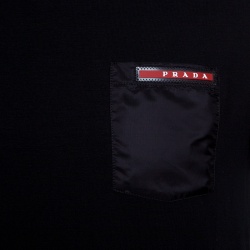 Pre Owned Prada Black Pocket and Shoulder Patch Detail Cotton T-Shirt M