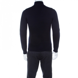 Pre Owned Prada Navy Blue Ribbed Wool Zip Front Jacket S