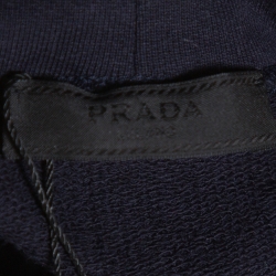 Pre Owned Prada Navy Blue Cotton Hooded Sweatshirt S