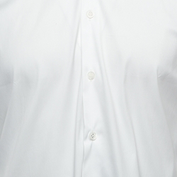 Pre Owned Prada White Cotton Stretch Long Sleeve Shirt S