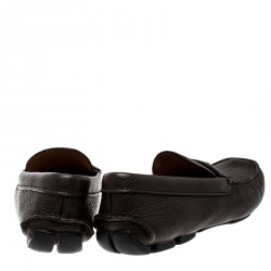 Pre Owned Prada Brown Leather Loafers Size 42