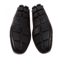 Pre Owned Prada Brown Leather Loafers Size 42