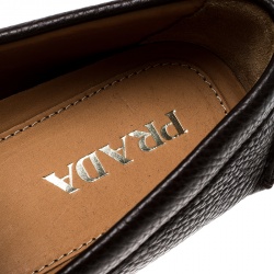 Pre Owned Prada Brown Leather Loafers Size 42