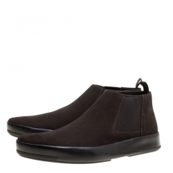 Prada Dark Brown Suede Chelsea Boots Size 40.5