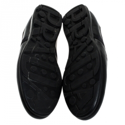 Prada Black Leather And Nylon Lace Up Sneakers Size 44