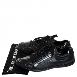 Prada Black Leather Low Top Sneakers Size 44.5