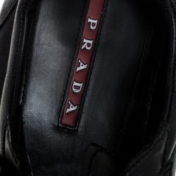 Prada Black Leather Low Top Sneakers Size 44.5