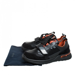 Prada Two Tone Mechano Leather, Mesh And Suede Platform Sneakers Size 43.5