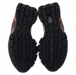 Prada Black/Orange Knit Fabric Cross Action Sneakers Size 41