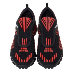 Prada Black/Orange Knit Fabric Cross Action Sneakers Size 41