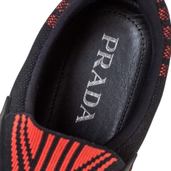 Prada Black/Orange Knit Fabric Cross Action Sneakers Size 41