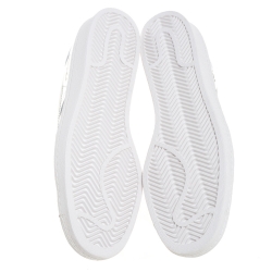 Prada x Adidas Silver/White Leather Superstar Low Top Sneakers Size 44 2/3
