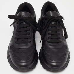 Prada Black Leather and Fabric Low Top Sneakers Size 40