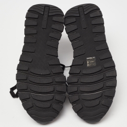 Prada Black Leather and Fabric Low Top Sneakers Size 40