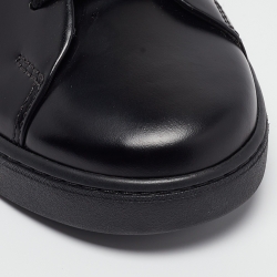 Prada Black Brushed Leather Low Top Sneakers Size 42