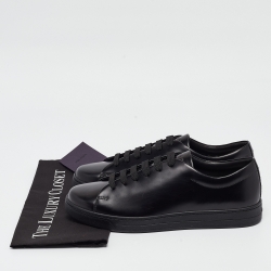 Prada Black Brushed Leather Low Top Sneakers Size 42