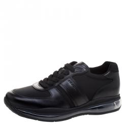 Prada Sport Black Leather And Nylon Sneakers Size 42
