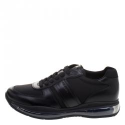 Prada Sport Black Leather And Nylon Sneakers Size 42