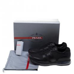 Prada Sport Black Leather And Nylon Sneakers Size 42