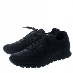 Pre Owned Prada Sport Black Canvas Lace Up Sneakers Size 42