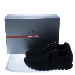 Pre Owned Prada Sport Black Canvas Lace Up Sneakers Size 42