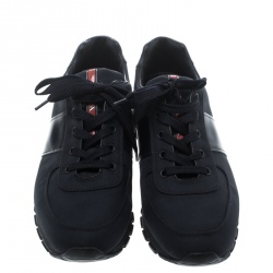 Pre Owned Prada Sport Dark Blue Canvas and Leather Sneakers Size 42.5