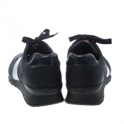 Pre Owned Prada Sport Dark Blue Canvas and Leather Sneakers Size 42.5