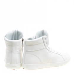 Pre Owned Prada Sport White Leather High Top Sneakers Size 41