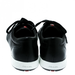 Pre Owned Prada Sport Black Fabric And Leather Sneakers Size 42