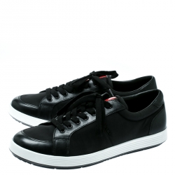 Pre Owned Prada Sport Black Fabric And Leather Sneakers Size 42