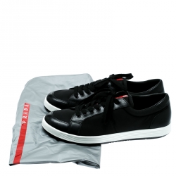Pre Owned Prada Sport Black Fabric And Leather Sneakers Size 42