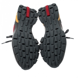 Pre Owned Prada Sport Tricolor Mesh and Rubber Lace Up Sneakers Size 40.5