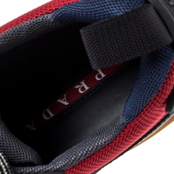 Pre Owned Prada Sport Tricolor Mesh and Rubber Lace Up Sneakers Size 40.5