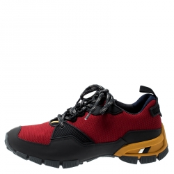 Pre Owned Prada Sport Tricolor Mesh and Rubber Lace Up Sneakers Size 40.5