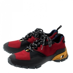 Pre Owned Prada Sport Tricolor Mesh and Rubber Lace Up Sneakers Size 40.5