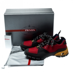 Pre Owned Prada Sport Tricolor Mesh and Rubber Lace Up Sneakers Size 40.5