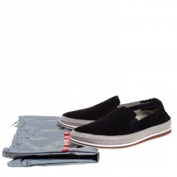 Prada Sport Black Suede Leather Espadrille Sneakers Size 41
