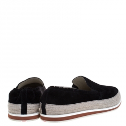 Prada Sport Black Suede Leather Espadrille Sneakers Size 41