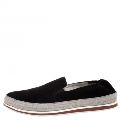 Prada Sport Black Suede Leather Espadrille Sneakers Size 41
