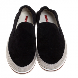 Prada Sport Black Suede Leather Espadrille Sneakers Size 41
