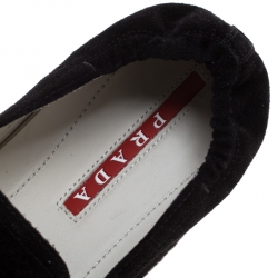 Prada Sport Black Suede Leather Espadrille Sneakers Size 41