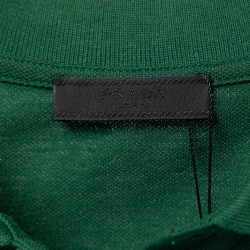 Pre Owned Prada Sport Green Honeycomb Knit Striped Trim Detail Polo T-Shirt M