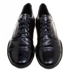 Prada Sport Black Leather Lace Up Derby Size 42.5