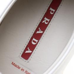 Pre Owned Prada Sport White Leather Low Top Sneakers Size 43